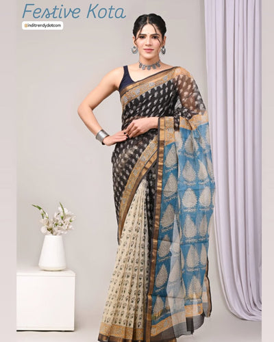 IT-X14331 Black Kota saree