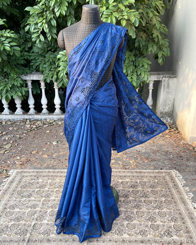 IT-V15817 Blue CutWork