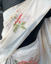 Load image into Gallery viewer, IT-V15897 Cream &amp; Orange Linen Saree