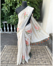 Load image into Gallery viewer, IT-V15897 Cream &amp; Orange Linen Saree