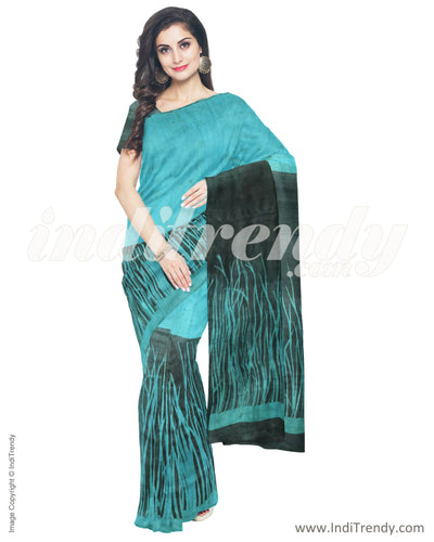 IMR-19715 - Blue & Black Tussar  Saree
