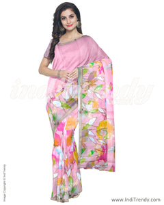 ITR-1273 - Pink & Multi Blended Tussar Saree