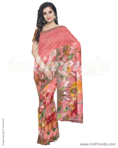 IMR-11273 - Multi & Peach Blended Tussar Saree