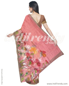 IMR-11273 - Multi & Peach Blended Tussar Saree