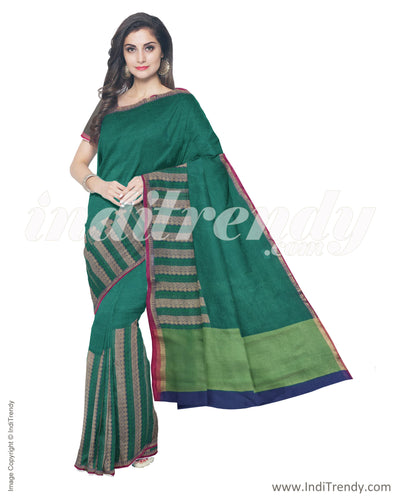 IMR-28235 - Green & Beige Cotton Silk Saree