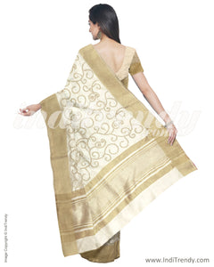 IMR-4373 - Beige &  Blended Tussar Saree
