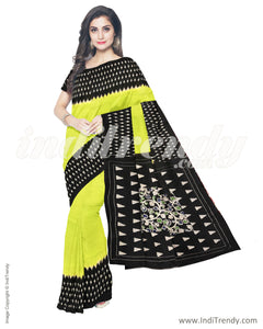 IMR-9802 - Yellow & Black Cotton Silk Saree