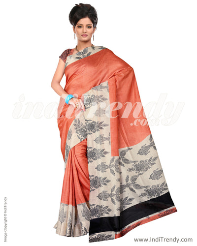 IMS-13066 - Rust &  Pure Silk Saree