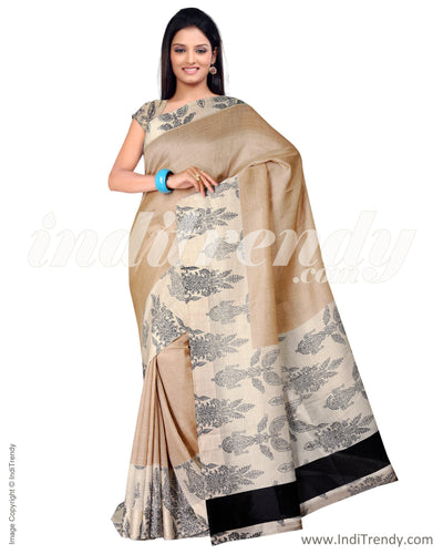 IMS-13068 - Brown &  Pure Silk Saree