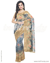 Load image into Gallery viewer, IMS-13241 - Blue &amp;  Faux Linen Saree