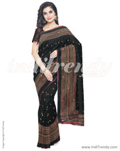 Load image into Gallery viewer, IMS-13258 - Black &amp;  Faux Linen Saree