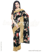 Load image into Gallery viewer, IMS-13590 - Black &amp; Multi Blended Tussar Saree