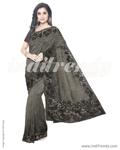 ITS-14095 - Grey &  Blended Tussar Saree
