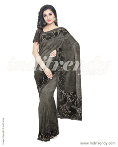 ITS-14095 - Grey &  Blended Tussar Saree