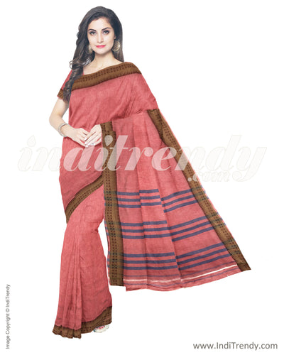 ITS-14702 - Peach &  Cotton Saree