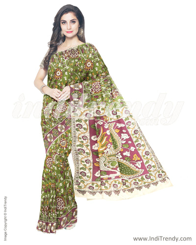 ITS-14751 - Green & Pink Pure Silk Saree
