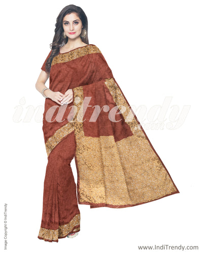 ITS-16769 - Maroon &  Faux Tussar Saree