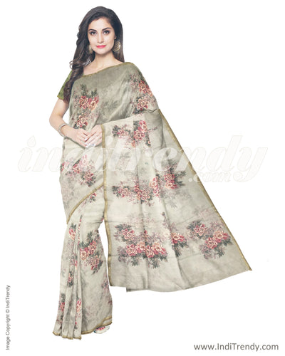 ITS-20061 Grey Chanderi Saree