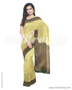 ITS-20067 - Parrot Green &  Faux Chanderi Saree