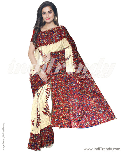 IMR-3974 - Beige & Marron Blended Tussar Saree