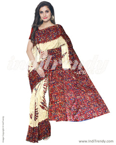 IMR-3974 - Beige & Marron Blended Tussar Saree